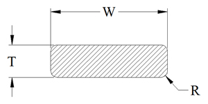 Rectangular aluminum bar cross-section with dimension key