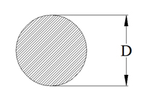 Round aluminum rod cross-section with dimension key